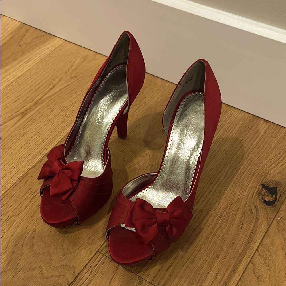Elegant Red Peep-Toe Heels